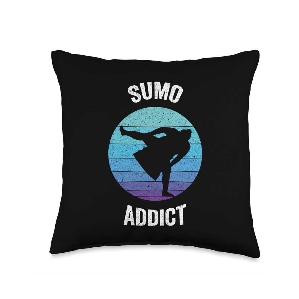 5693 Sumo Addict | Vintage Retro Japanese Wrestling Throw Pillow